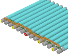 14 roller zone with flat and round belts