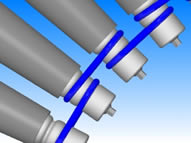 5/16 HT Blue Belts on curve with tapered sleeves